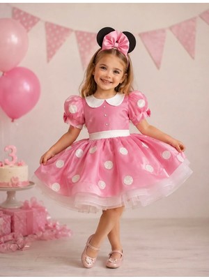 Pembe Minnie Mouse Elbisesi Minnie Mouse'un Doğum Günü Elbisesi. Minnie Fare Kostümü