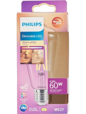 TeknoKapsül Philips LED Classic 60W ST64 E27 Kısılabilir Filament Ampul WGD90