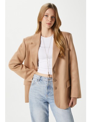 Ritnice Kadın Thomas Süet Taba Blazer Ceket:
