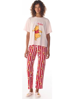 Penti Pembe Monday Vibes Ayı Desenli Pantolon Kısa Kollu Pijama Takımı