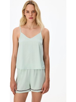 Penti Mint Aurora Saten Çiçekli Atlet Pijama Üstü