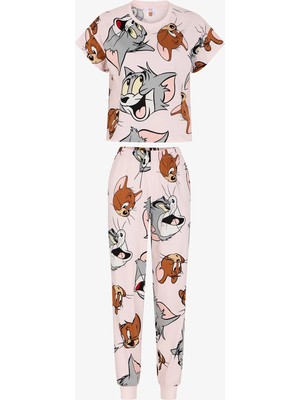 Penti Lila Looney Tunes Tom&jerry Kedi Desenli Pantolon Kısa Kollu Pijama Takımı