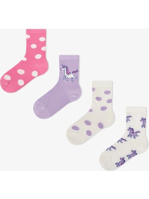 Penti Kız Çocuk Pembe Loving Unicorn 4 Çift Soket Çorap