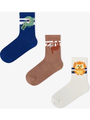 Penti Erkek Çocuk Jungle Animals Pamuklu 3 Çift Soket Çorap