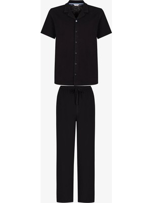 Penti Erkek Siyah City Black Kısa Kollu Gömlek Pantolon Pijama Takımı