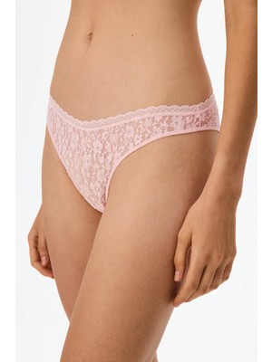 Penti Pembe Easy Dantel V Kesim Çiçekli Brazilian Külot