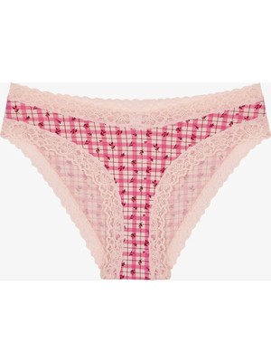 Penti Açık Pembe Rahat Pamuklu Çiçekli Slip Külot