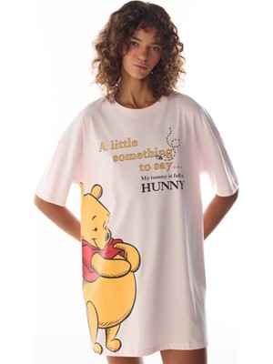 Penti Pembe Winnie The Pooh Ayı Desenli Kısa Kollu Gecelik