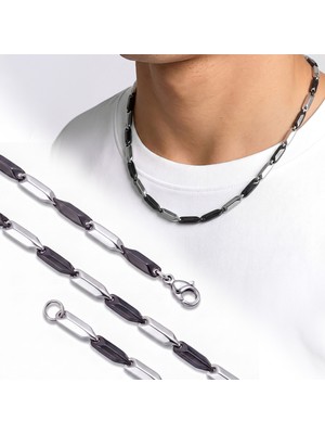 Kuşkaya Ticaret Kesme Kibrit Erkek Çelik Kolye 3mm 55CM Üç Renkli - Sarı