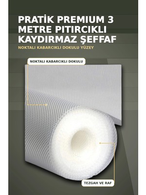 Eco Lounge 3 Metre Kalın Dokulu Şeffaf Raf Örtüsü ve Tezgah Üstü Koruyucu Çok Amaçlı Mat