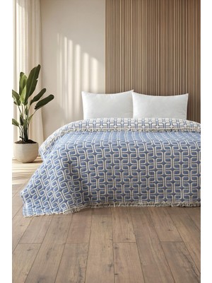 Quattro Home  Perge Müslin Yorgan/yatak Örtüsü - Mavi