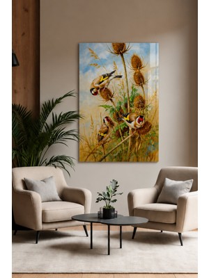 Bu Matbaa Archibald Thorburn Goldfinches Feeding – Devedikeni Üzerinde Saka Kuşları Vintage Doğa ve Kuş Sanatı Duvar Posteri