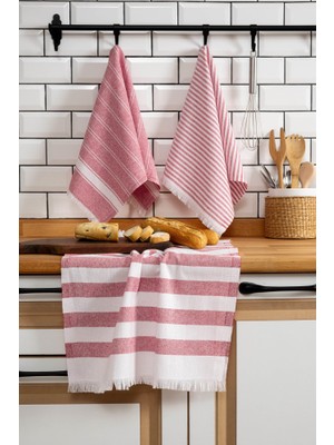 Quattro Home Eliza 3'lü Kurulama Bezi - Kırmızı