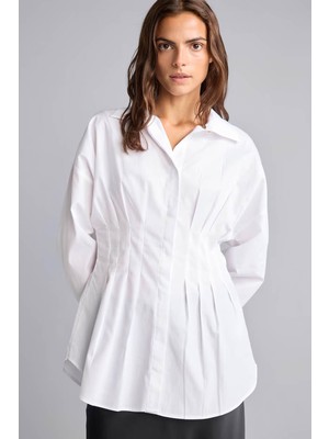 Defacto  Fıtted Poplin Beyaz Kadın Gömlek G8610AX/WT34
