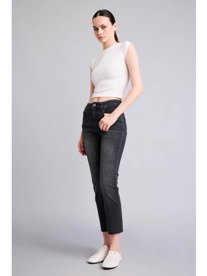 Defacto Yüksek Bel Crop Flare Antrasit Kadın Jean Pantolon G2217AX/NM36