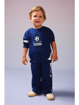 Defacto %100 Pamuk Oversıze Regular Fit Saks Erkek Bebek Alt-Üst Takım I0656A5/BE753
