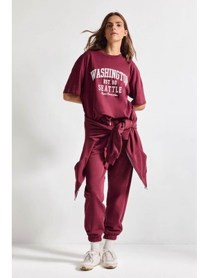 Defacto Jogger Fıt Bordo Kadın Eşofman Altı F9622AX/BR115
