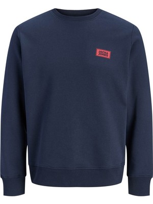 Jack & Jones Jjrush Sweat Crew Neck Lacivert Erkek Sweatshirt 12298426
