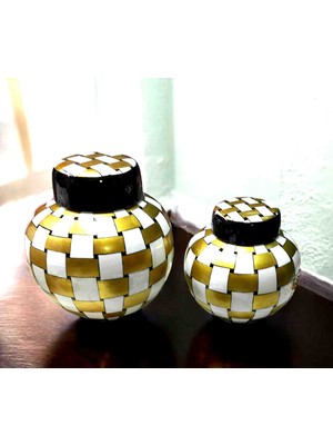 Arbe Art Gallery Arbe Art Galler Seramik Küre Küp Kurdele Desen Altın