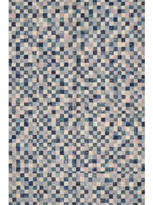 Rugzella Aspen Lacivert Mavi Krem Modern Mozaik Puantiye Desenli Yıkanabilir Halı