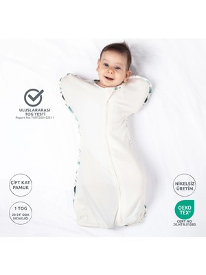Zuppers Uluslararası TOG Testli - 1TOG - Bebek Kundak Uyku Tulumu - Kelebek Model - Yenidoğan - Çift Katlı - Leaf