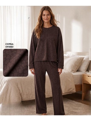 Mihra Kadın Oysho Bisiklet Yaka Uzun Kol Desenli Baharlık Pijama Takımı 20104KL - 1 Adet