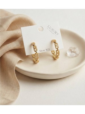 Evimdeyokyok Gold Renk Zirkon Taşlı Messika Model Halka Kadın Küpe TJ-BKP12114