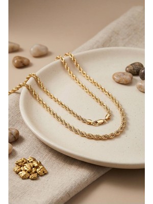 Evimdeyokyok cm Burgu Zincir Model Gold Renk 50 cm Kadın Kolye TJ-BKO11217