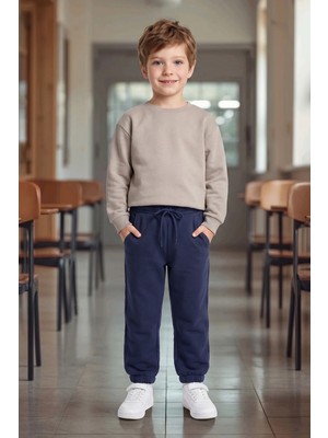 FullaModa 3 Iplik Beli Lastikli Jogger Unisex Çocuk Eşofman Altı