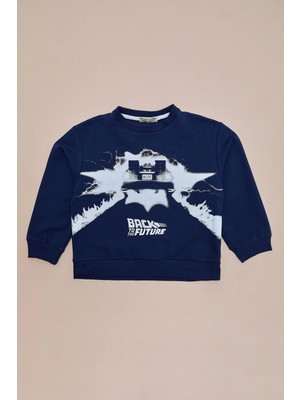 FullaModa Back To The Future Baskılı Erkek Çocuk Sweatshirt