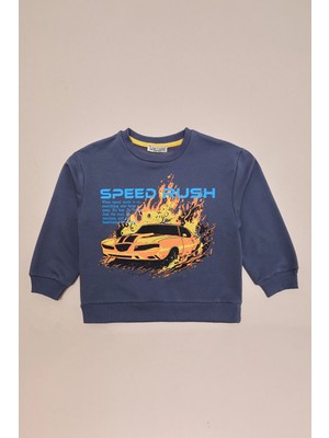 FullaModa Araba Baskılı Erkek Çocuk Sweatshirt