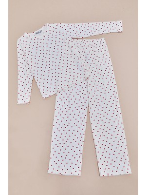 FullaModa Fitilli Kalp Desenli Kız Çocuk Pijama Takımı