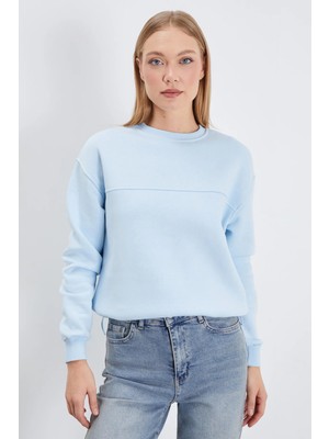 FullaModa 3 Iplik Stoperli Oversize Sweatshirt