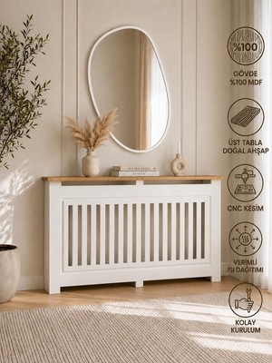 Dfn Wood Dekoratif  Petek Kaplama 140X80X20 Cm, Petek Kapama, Kalorifer Kaplaması,petek Önü Dresuar, Peteklik 18 mm Mdf,ahşap Üst &beyaz