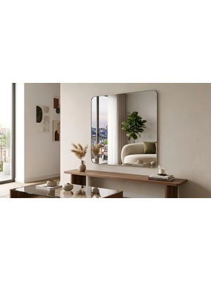 HK Home Design 60 cm x 60 cm 4 mm Kare Köşeleri Radüslü Ayna ( Gerçek Gümüş Ayna )