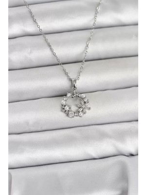 Uslucan Alışveriş 316L Çelik Zincir Gümüş Renk Incili Çiçek Model Kadın Koyle - TJ-BKO11035