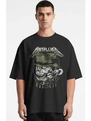 Sevbano Metallica Rock Metal Müzik Grubu Baskılı Unisex Oversize Premium Tişört
