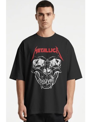 Sevbano Metallica Rock Metal Müzik Grubu Baskılı Unisex Oversize Premium Tişört