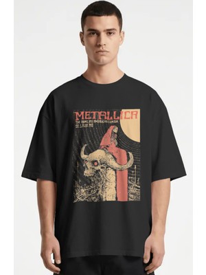 Sevbano Metallica Rock Metal Müzik Grubu Baskılı Unisex Oversize Premium Tişört