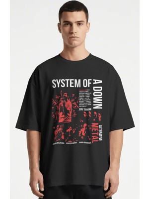 Sevbano System Of A Down Rock Metal Müzik Grubu Baskılı Unisex Oversize Premium Tişört