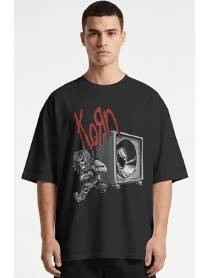 Sevbano Korn Rock Metal Müzik Grubu Baskılı Unisex Oversize Premium Tişört