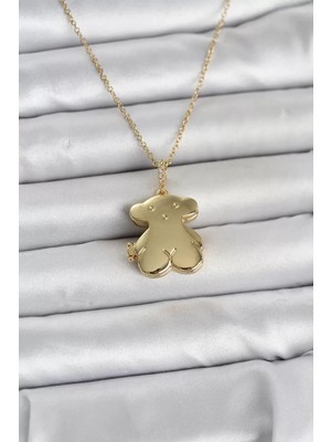 Uslucan Alışveriş 316L Çelik Zincir Gold Renk Ayıcık Model Açılabilir Kadın Kolye - TJ-BKO11036