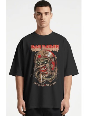 Sevbano Iron Maiden Rock Metal Müzik Grubu Baskılı Unisex Oversize Premium Tişört