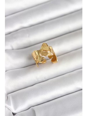 Uslucan Alışveriş 316L Çelik Gold Renk Lotus Model Kadın Yüzük - TJ-BYK4179