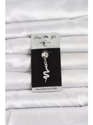 Uslucan Alışveriş 316L Cerrahi Çelik Sallantılı Yılan Model Göbek Piercing TJ-PR1392