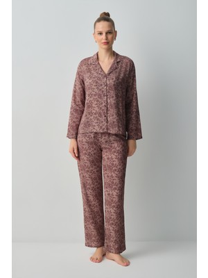 Suwen Lace Gömlek Yaka Pijama Takımı