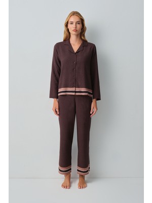 Suwen Monogram Gömlek Yaka Pijama Takımı