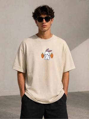 Enb1r Moda Unisex Basic Regular Kalıp Bisiklet Yaka Kısa Kollu Detay Baskılı Günlük Tişört