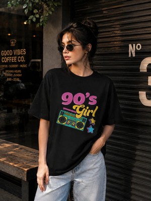 Enb1r Moda Kadın Baskılı Yarım Oversize Baskılı Günlük T-Shirt