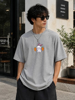 Enb1r Moda Unisex Basic Regular Kalıp Bisiklet Yaka Kısa Kollu Detay Baskılı Günlük Tişört